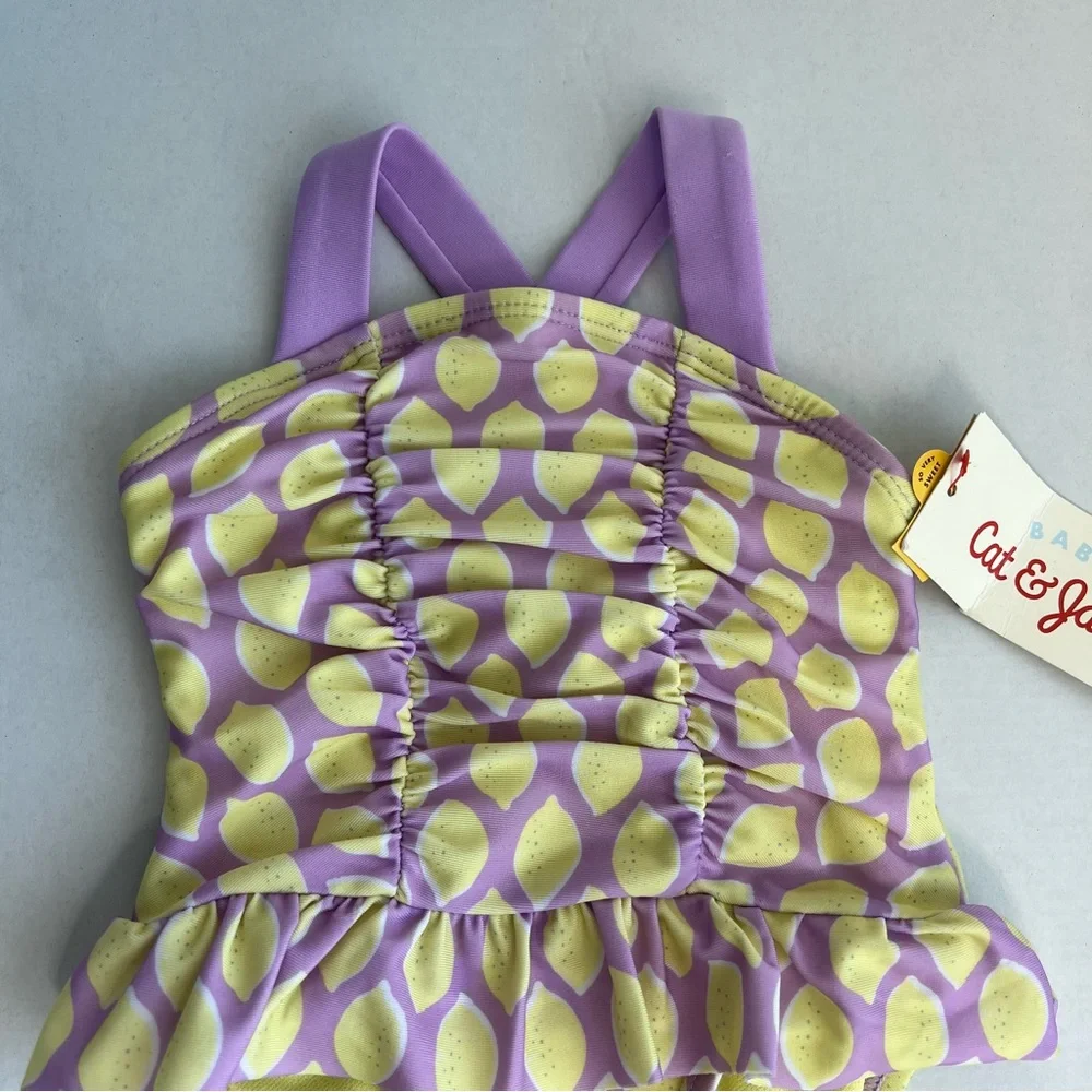 Cat & Jack One Piece Lemon‎ Print Swimsuit 0-3 Months